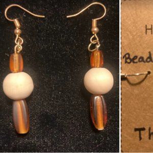 Handmade Wooden and glass beaded earrings
